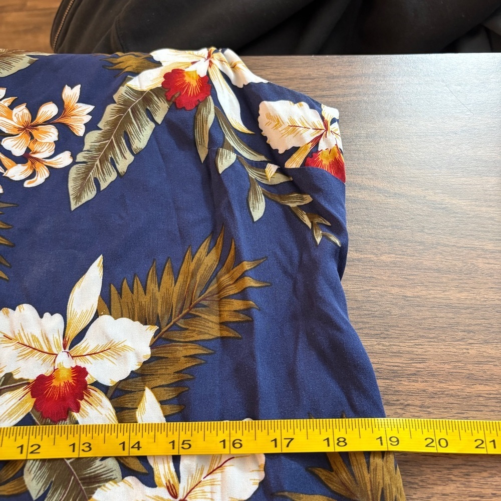 ❤️ VTG TwoPalms Hawaii Navy Floral Sarong Dress Faux Wrap Midi Boho Tropical L - Picture 8 of 10